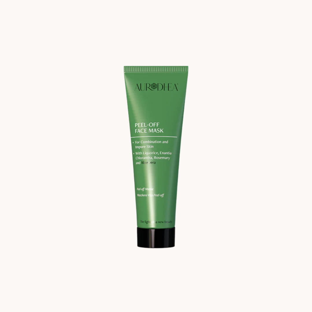 Aurodhea Peel-Off Gesichtsmaske für unreine und Mischhaut in Tiegel, sanftes Peeling mit Jasmin, Süßholz, Aloe Vera und Rosmarin zur Klärung und Regeneration der Haut